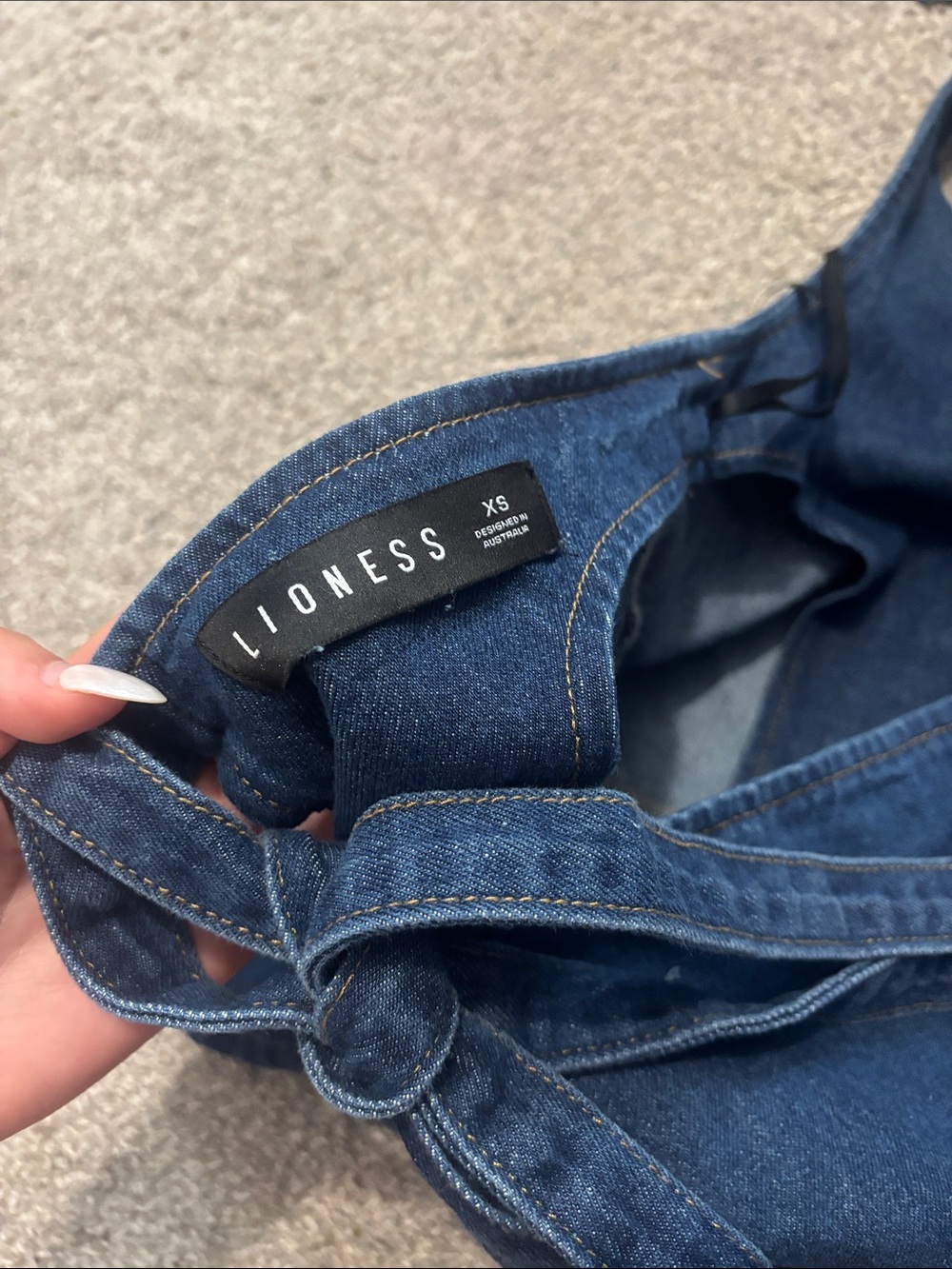 Denim Halter Button-Front Vest in Dark Blue - Picture 3 of 3